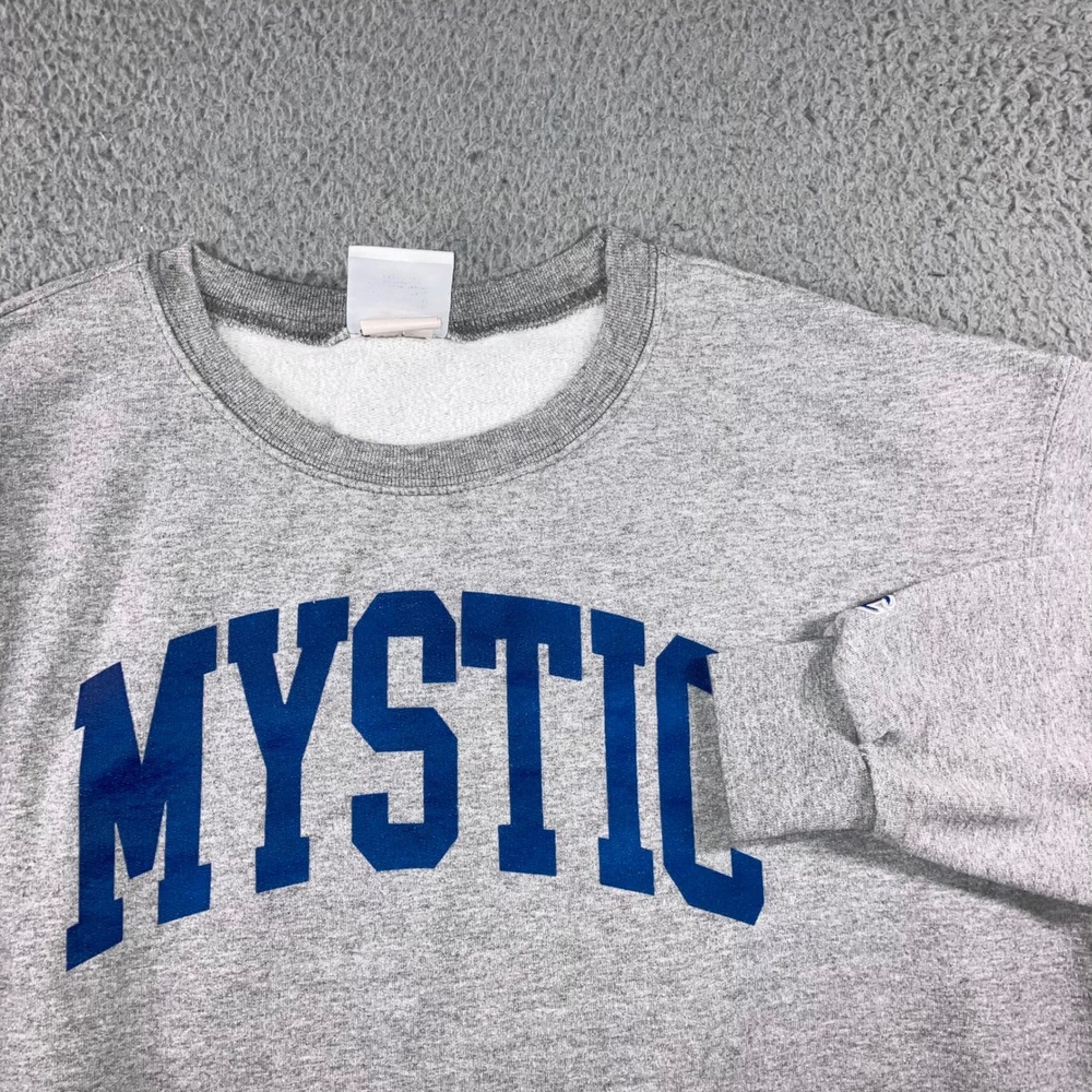 Vintage 90s Mystic Connecticut Crewneck Sweatshirt Men XL Grey Block Letter